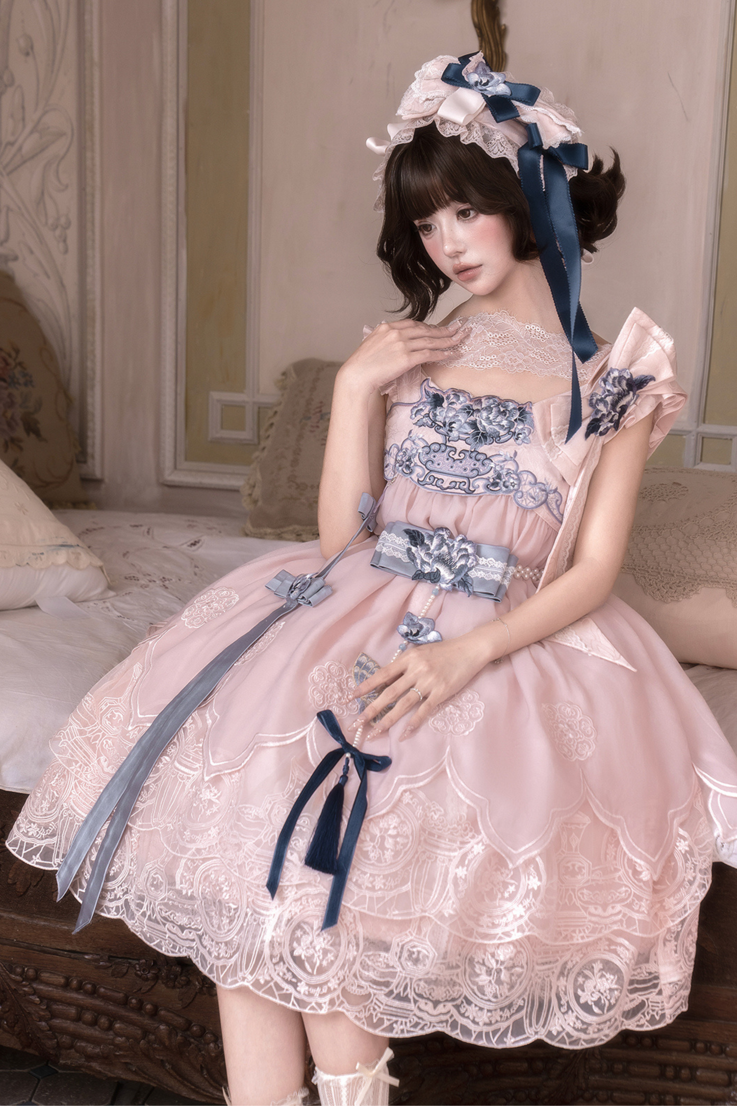 Sweet Chinese-style Suspender Dress