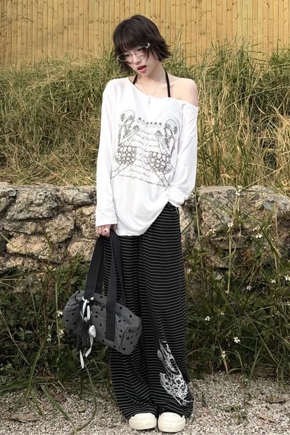 One Shoulder Top + Innerwear + Loose Pants