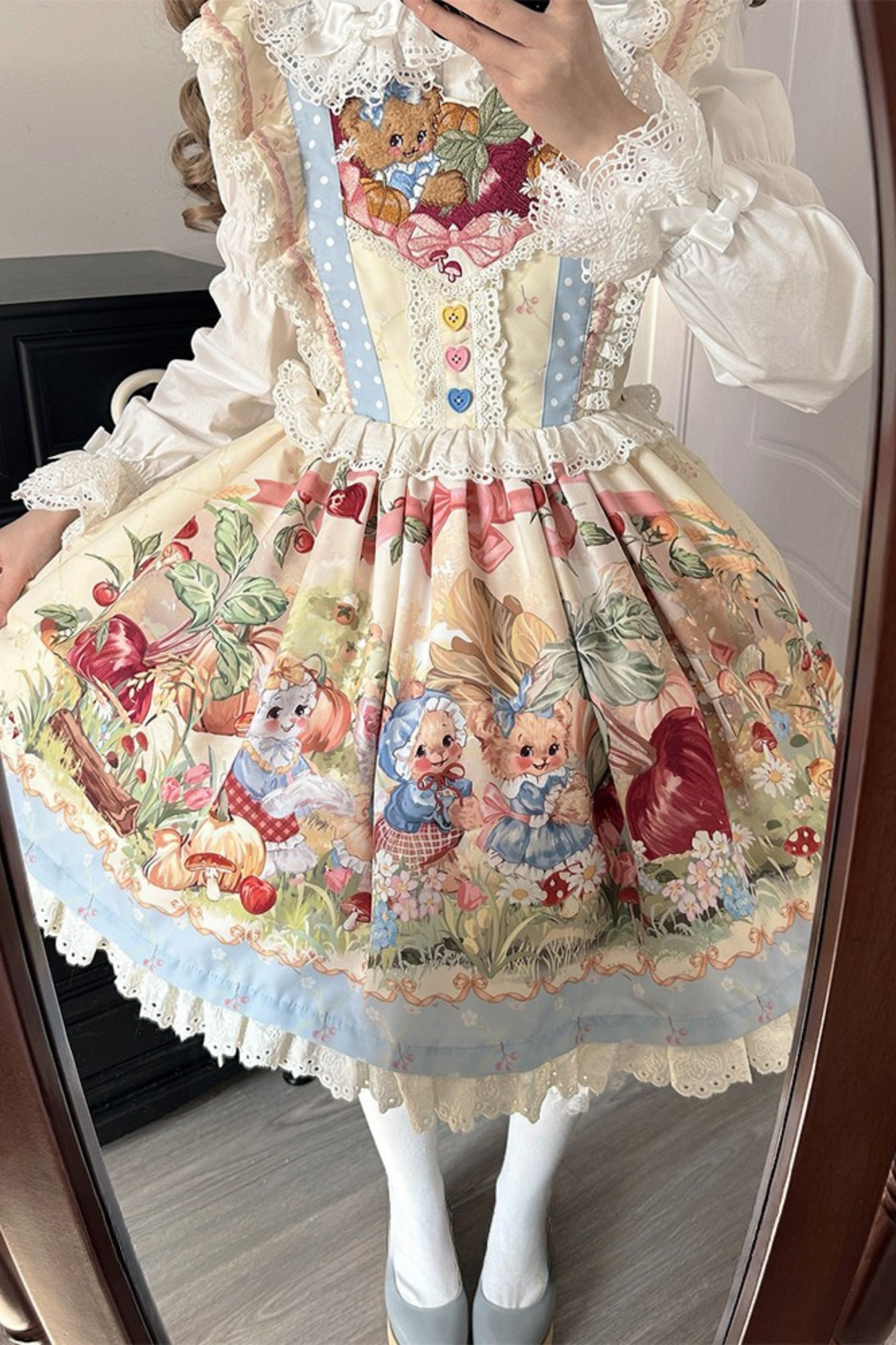 [pre-order] Carrot Print Layered Dress + Suspender Dress + Apron
