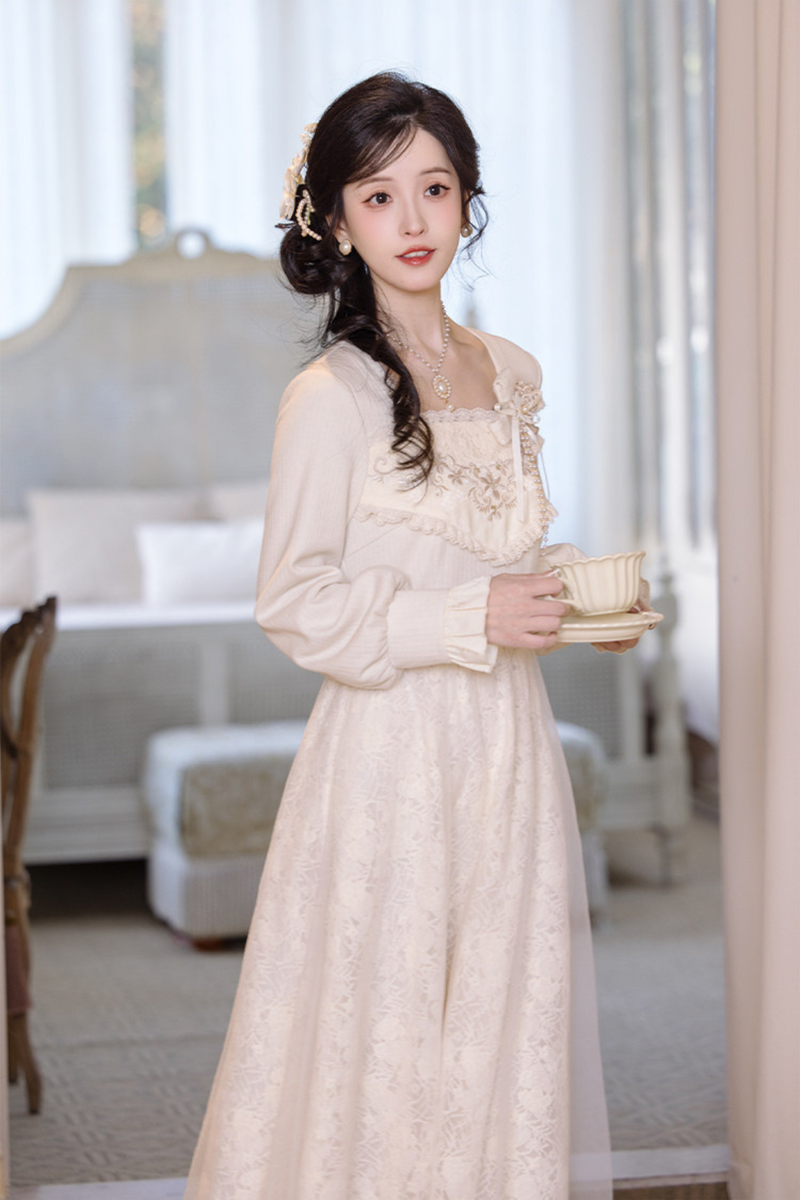 Pure White Square Neck Dress + Jacket