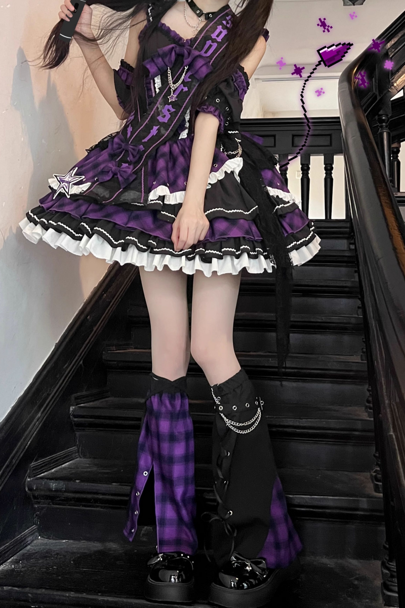 Dark Series Plaid Lolita Dress + Headband + Tail