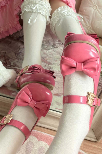 Glossy Color Ribbon Shoes