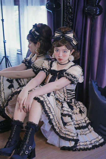 Pure Girl Ribbon Lolita Skirt + Innerwear + Vest + Hair Band + Sleeve
