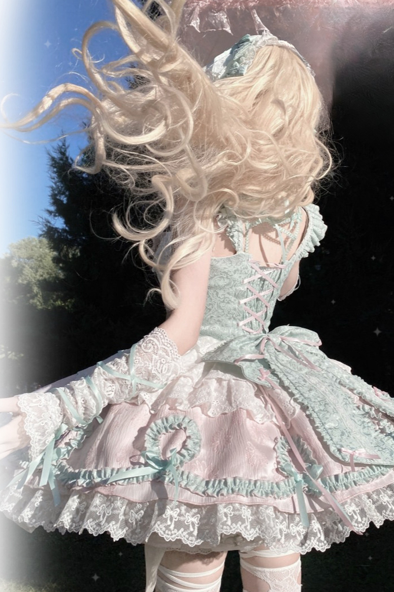 Butterfly Princess Lolita Dress + Petticoat + Clip + Ruffle Sleeve Shirt