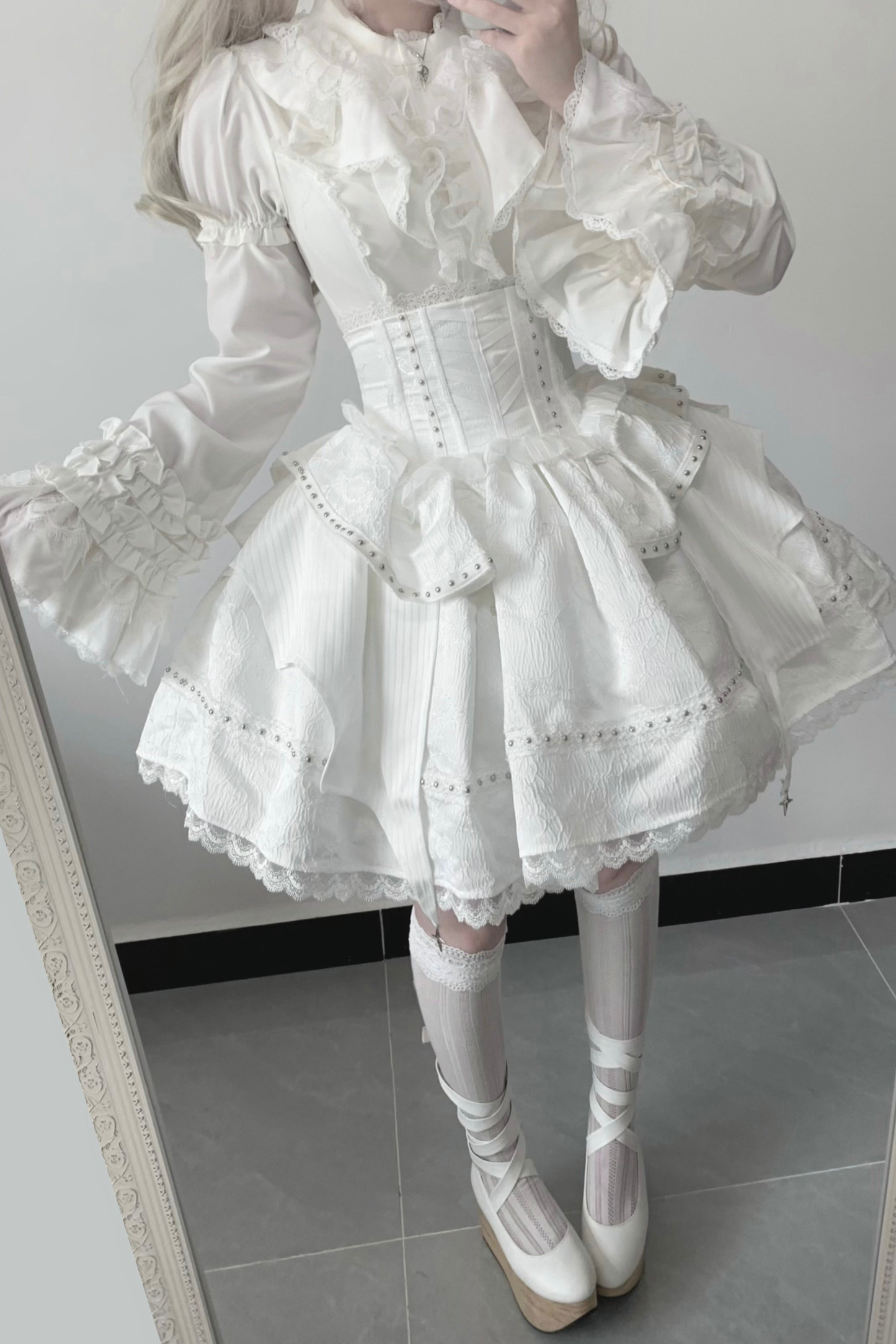 Frilled Gothic Lolita Blouse + Flower Collar
