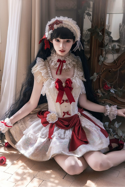 Snow White Princess Lolita Dress + Bonnet + Lace Choker