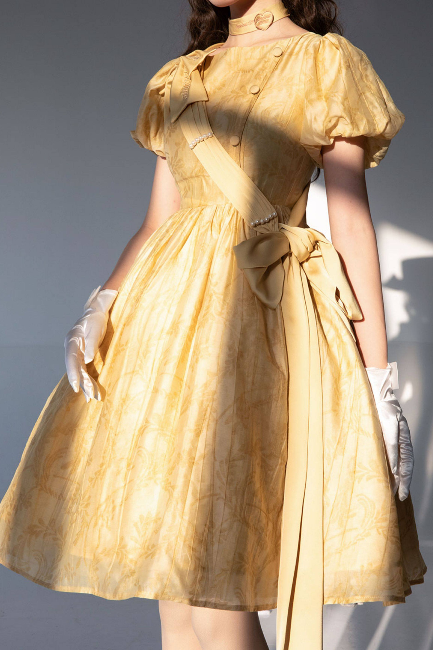 Golden Flower Design Dress + Skirt + Coat + Vest
