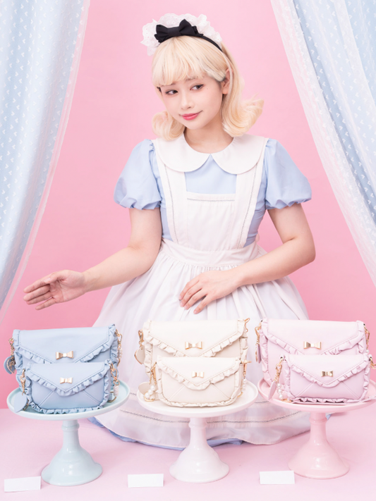 Bag With Heart Strap and Bow Ruffle