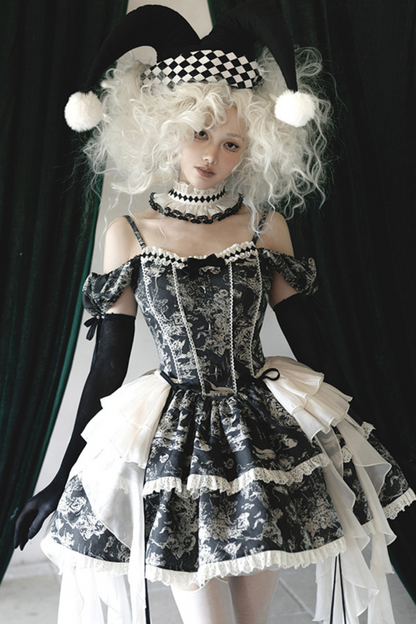 [pre-order] Marionette Lolita Jumper Skirt + Ruffle Collar Top + Flare Skirt + Lolita Dress