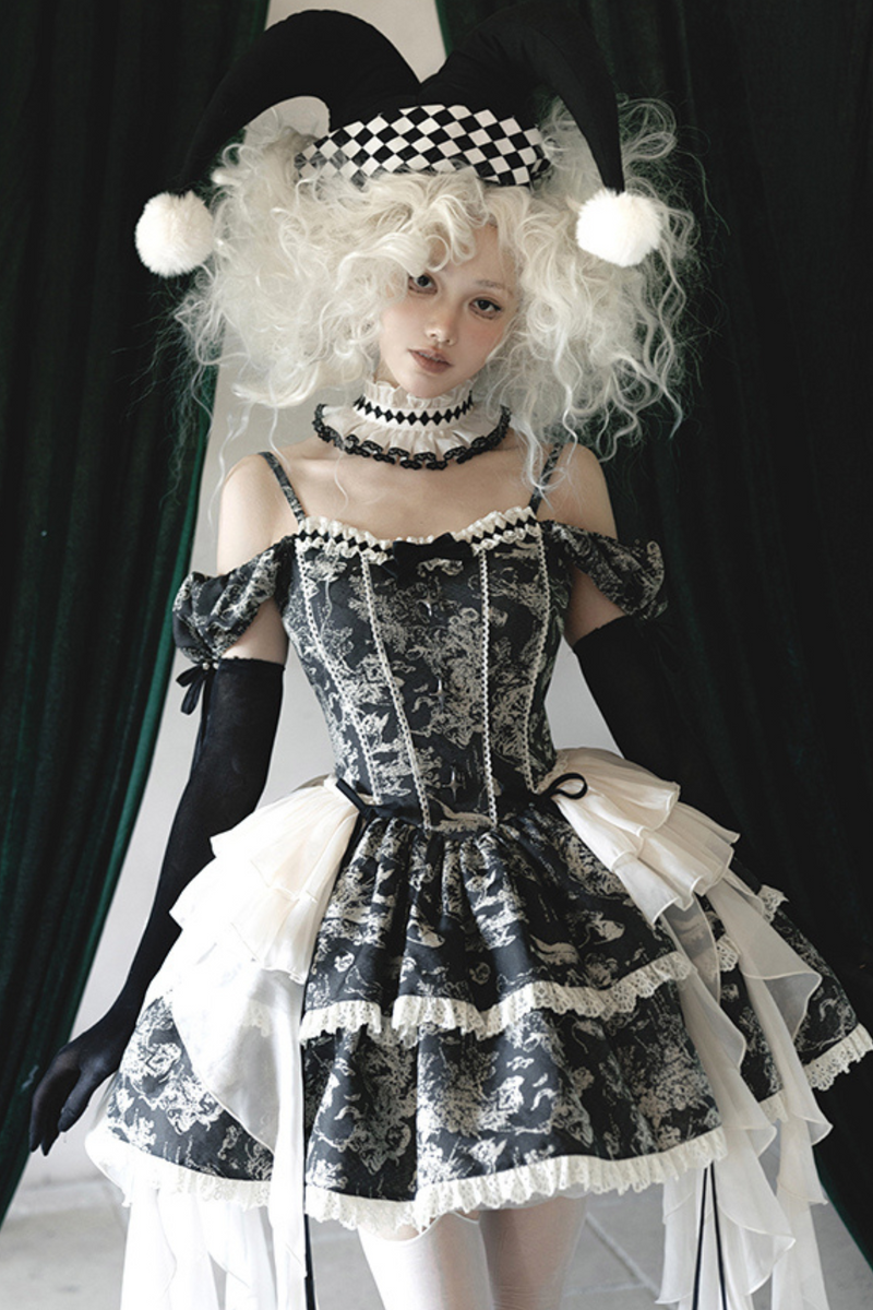 [pre-order] Marionette Lolita Jumper Skirt + Ruffle Collar Top + Flare Skirt + Lolita Dress