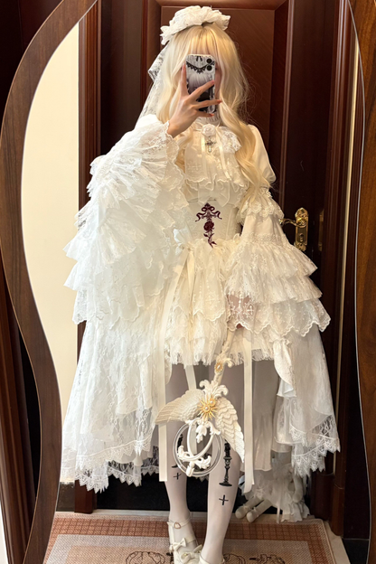 [pre-order Deadline: March 18] Dark Gothic Lolita Skirt + Shirt + Headband + Hat + Sleeve