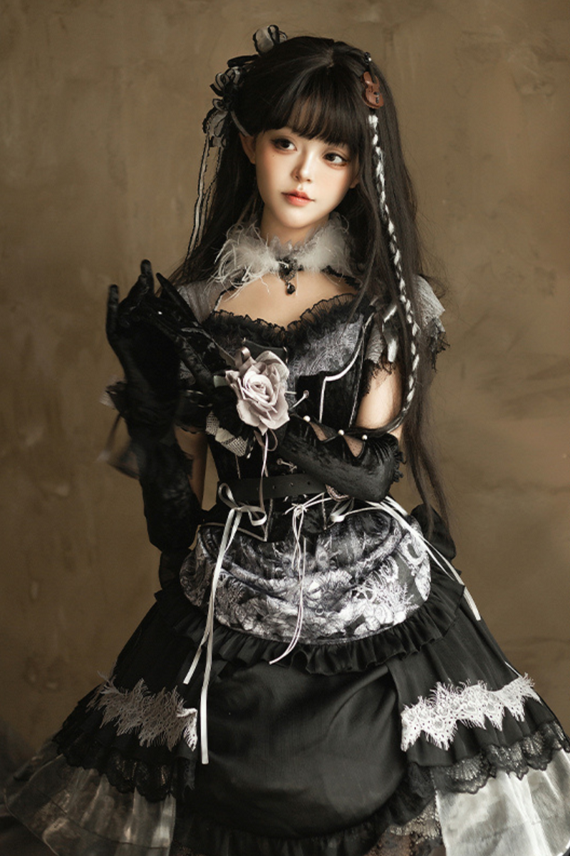 Dark Knight Rose Gothic Dark Cross Crachely Love Lolita Dress