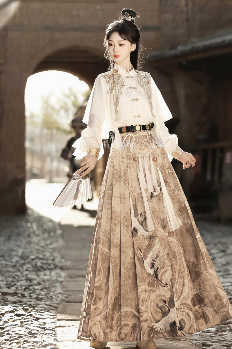 Retro China Blouse + Long Skirt
