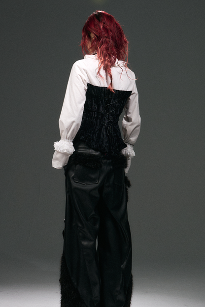 Velvet Lace Up Blouse