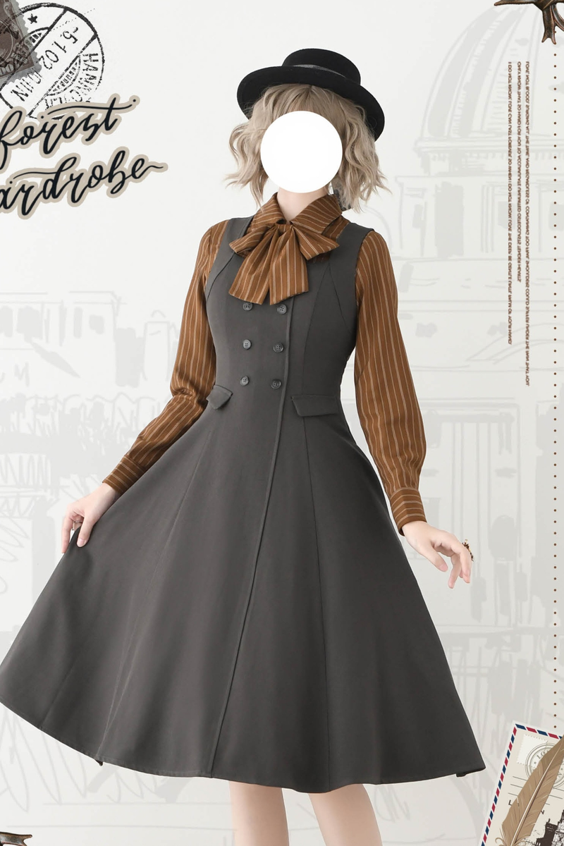 British Style Retro Sleeveless Dress