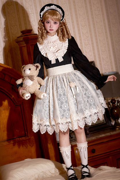 [pre-order] Dark Doll Lolita Dress + Apron + Ribbon + Headband