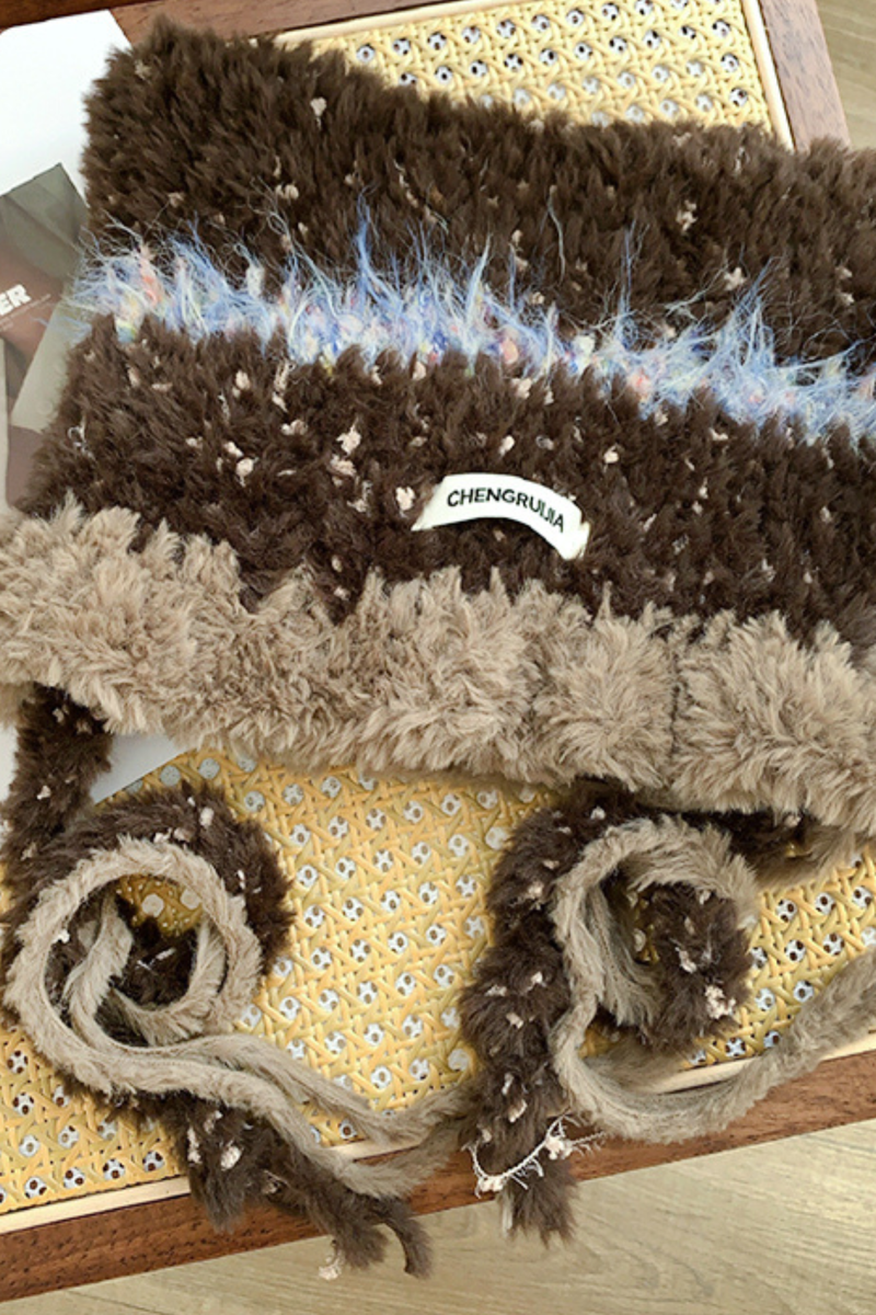 Cat Ear Fur Face Protector Knit Hat
