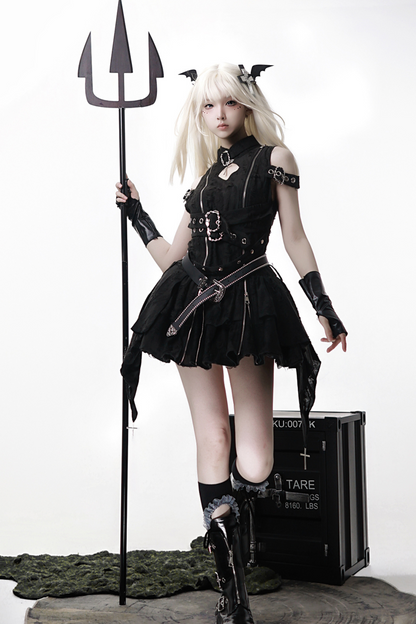 [pre-order] Dark Gothic Style Sleeveless Dress + Belt