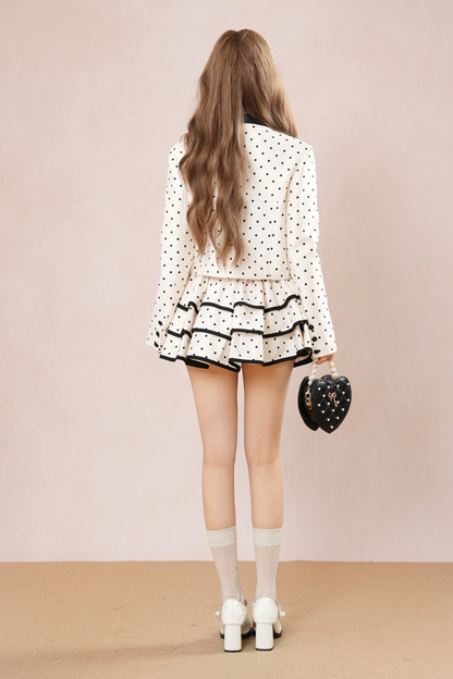 French Dot Jacket + Tiered Skirt