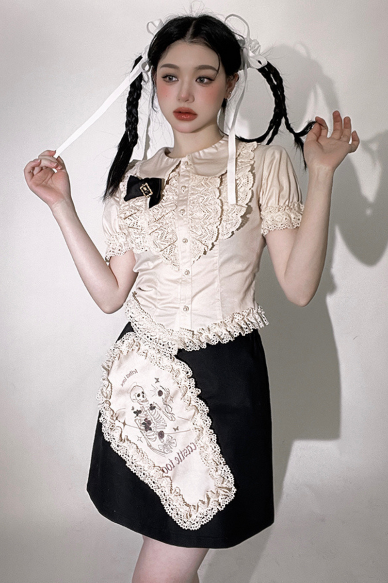 Ruffle Lace Shirt + Tiered Skirt
