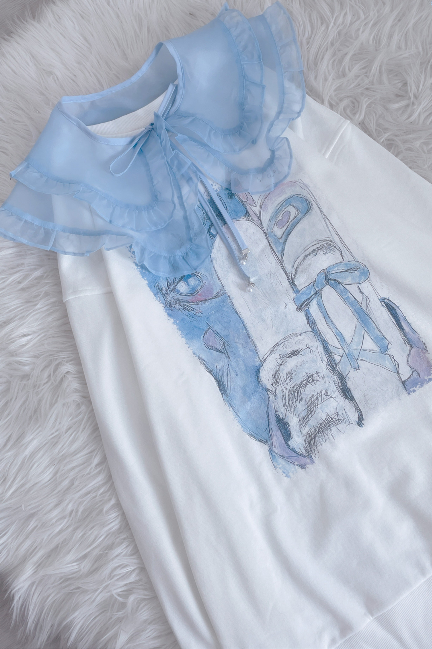 [angel Neighborhood] White Bird Aqua Loose Sweatshirt Dress