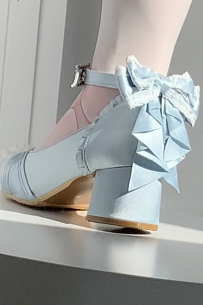 Lace-up Square Toe Ballet Heels