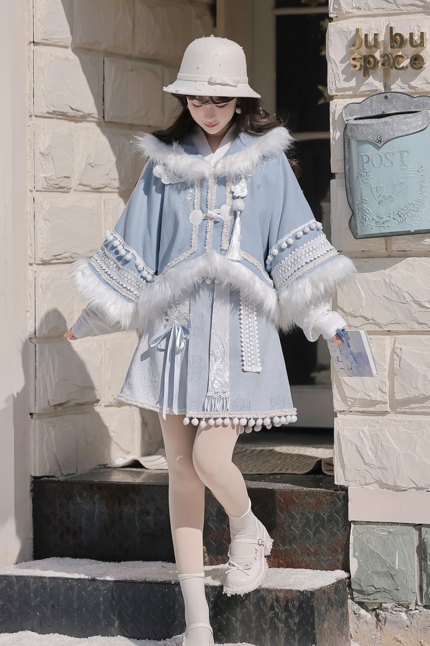 China Snow Lolita Jacket + Top + Skirt + Scarf