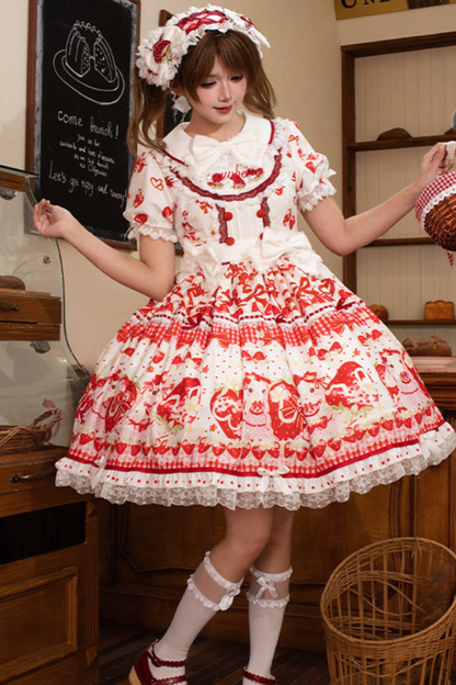 Red Berry Lolita Dress + Ribbon + Headband