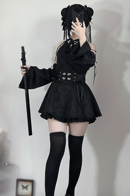 [reserved Item] Mine China Stand Top + Ruffle Pants + Accessories