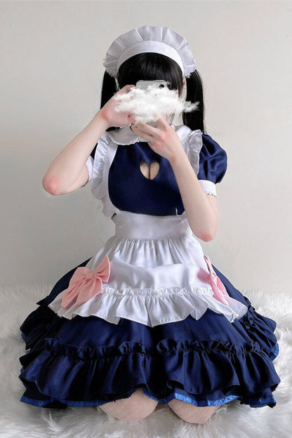 Pink Blue Loli Maid Cosplay Dress Set