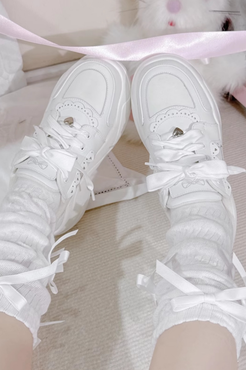 Ribbon Heart Lace Platform Sneakers