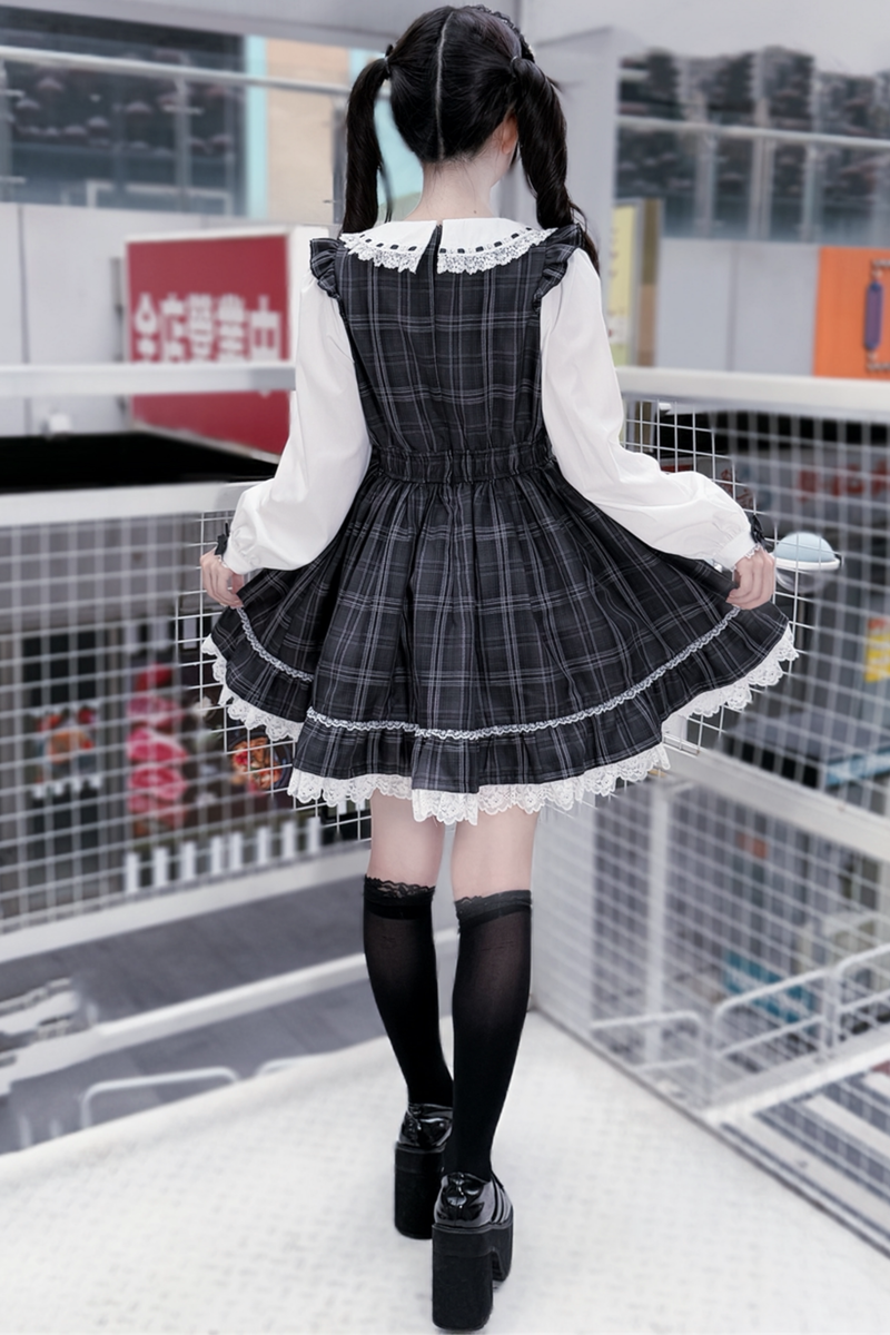 Dark Sweet Plaid Dress + Headband
