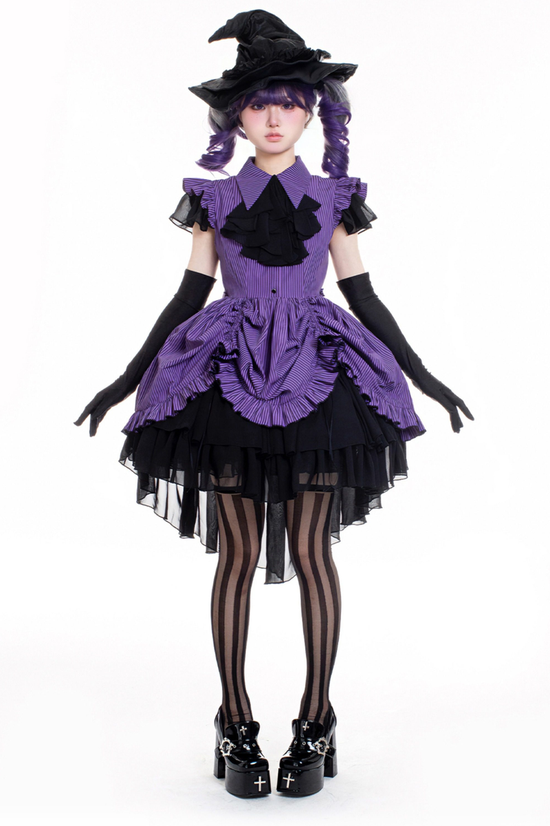 Striped Lolita Dress + Skirt + Collar