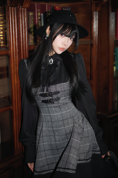 Plaid Belt Flare Dress