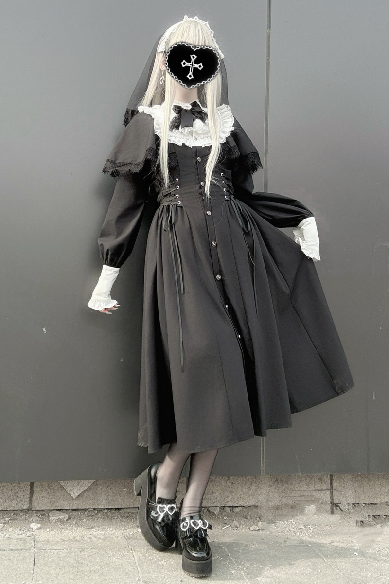 Gothic Layered Lace Long Dress
