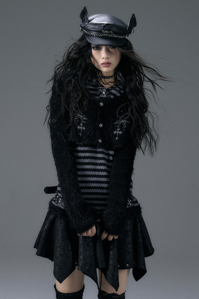 Striped Animal Hooded Top