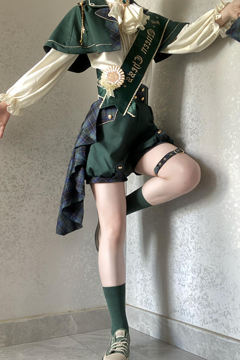 Lolita Prince Blouse + Shorts + Checkered Casquette
