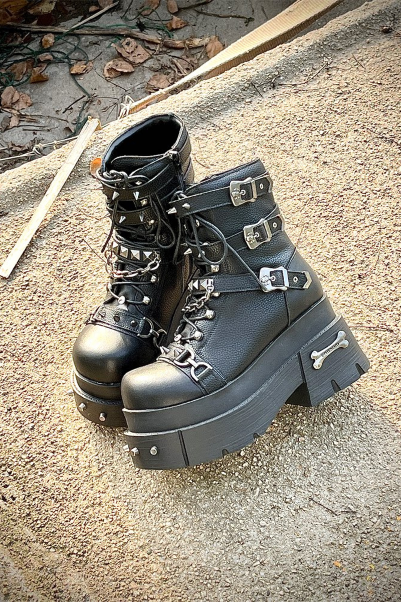 Leather Punk Platform Boots