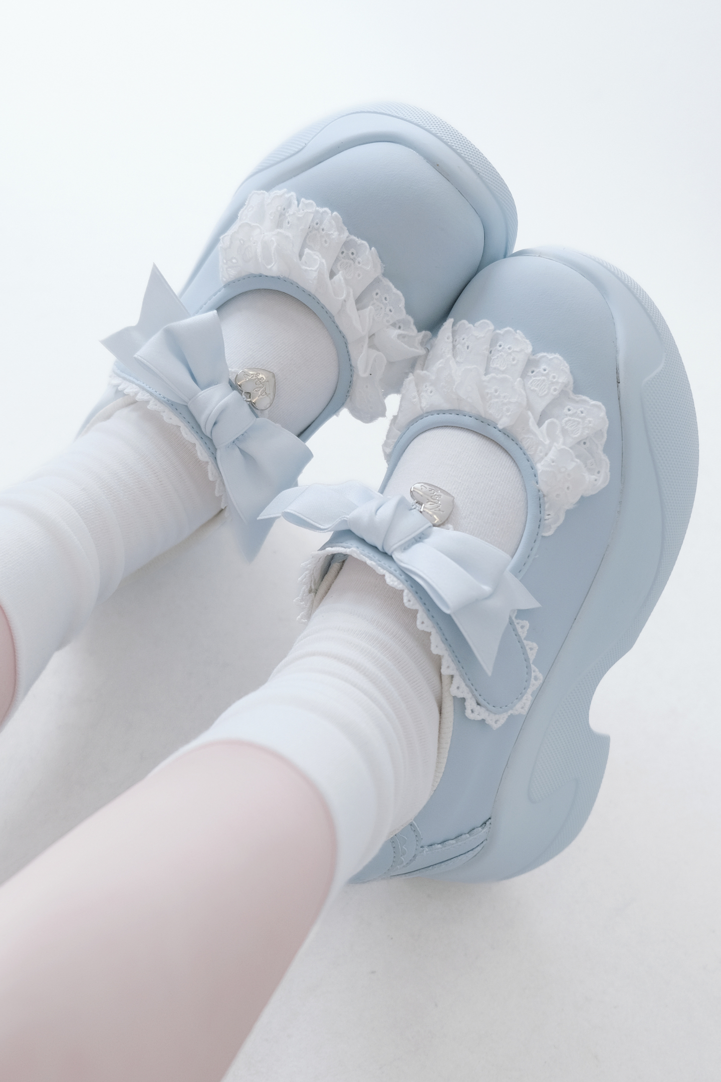 Ruffle Lace Ribbon Platform Shoes
