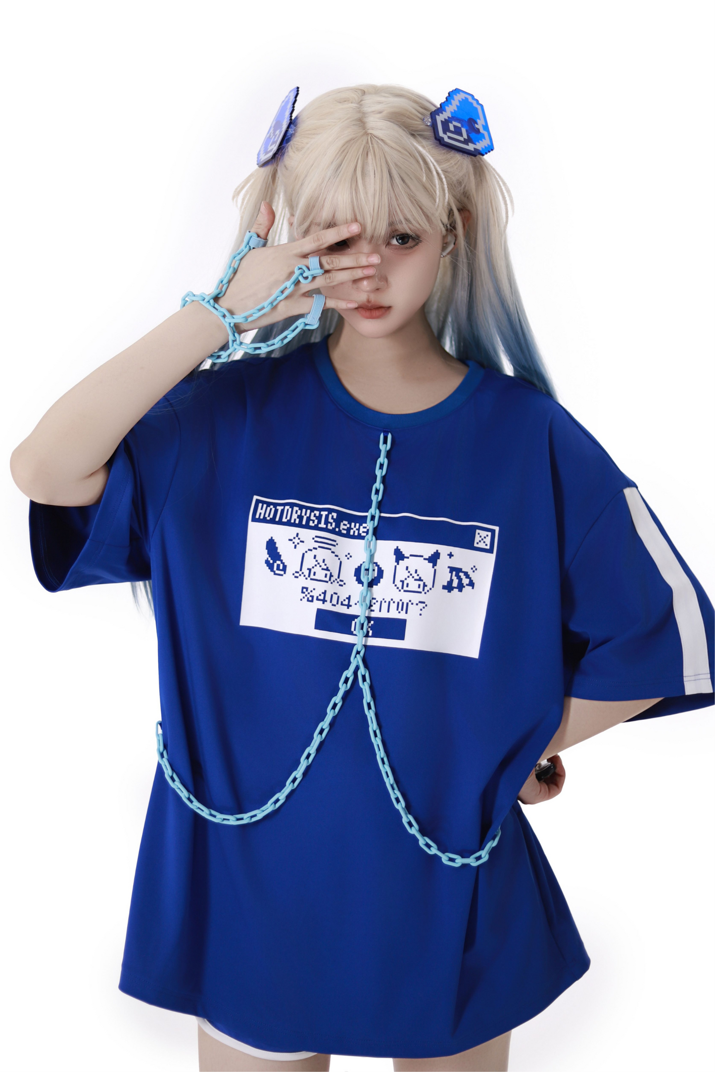 Subculture Loose Oversized T-shirt + Pants + Leg Warmers + Angel Devil Hairpins