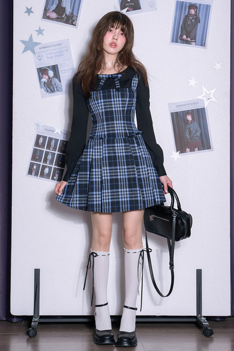Plaid Fake Two Piece Dress
