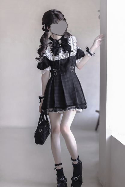 [pre-order] Angel Heart Checkered Dark Kawaii Dress