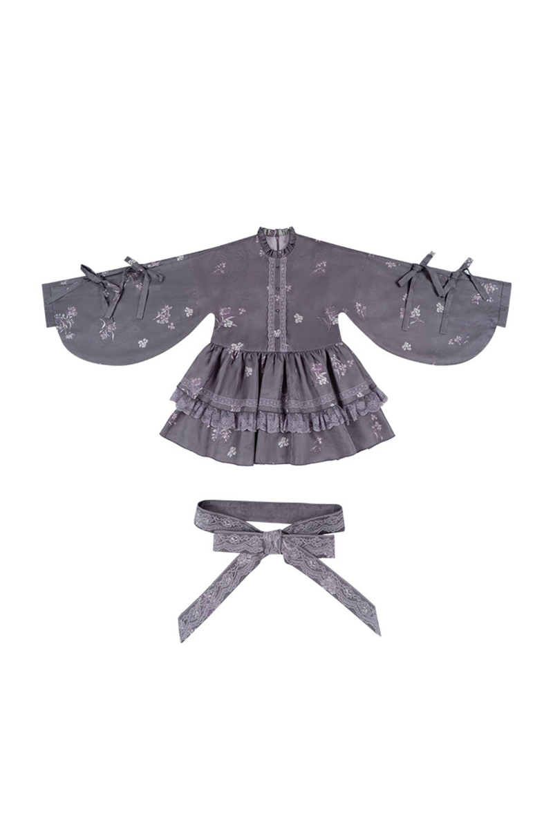 Chinese-style Ruffle Dress + Vest + Headband