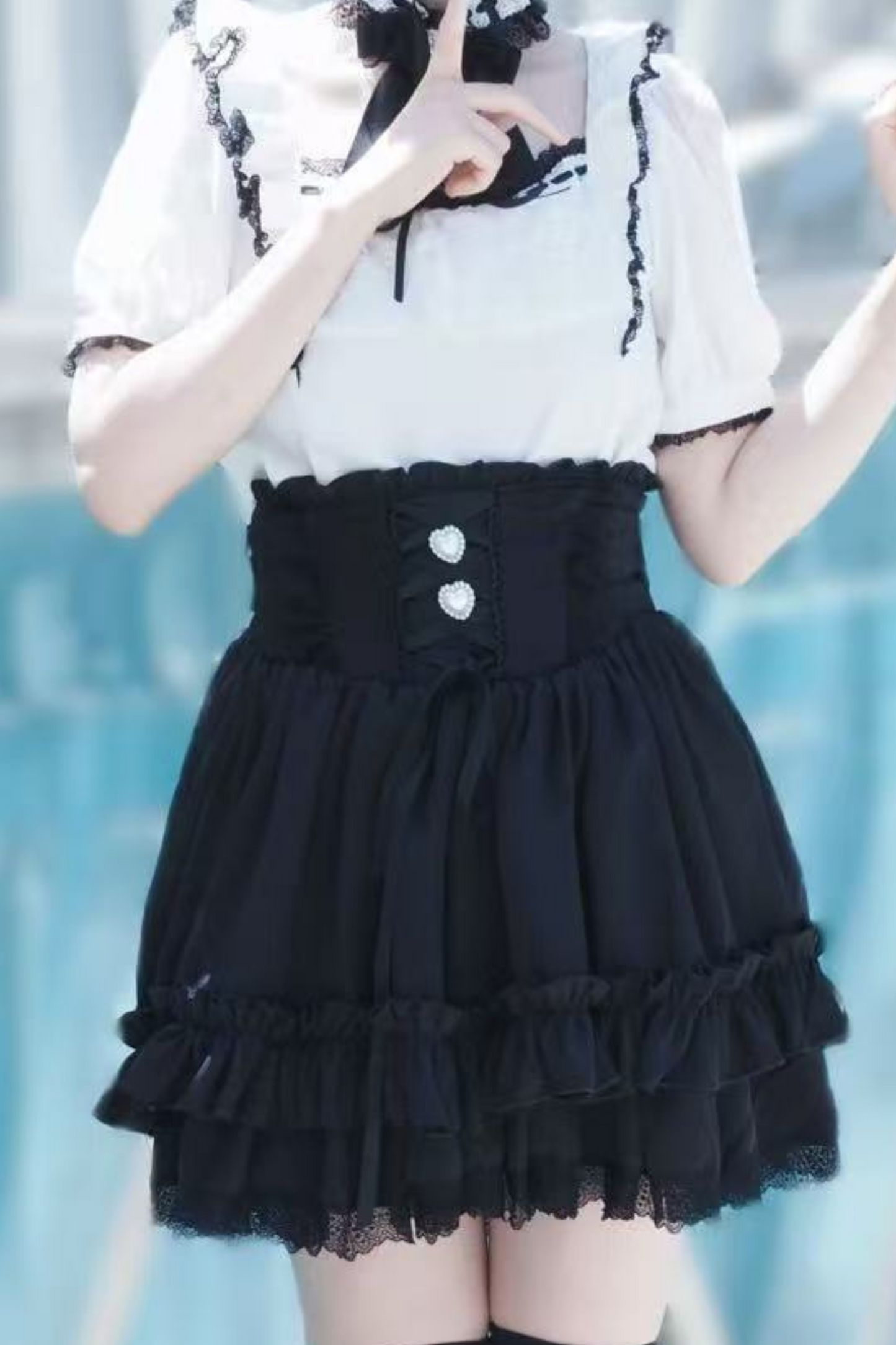 [pre-order] Lace Ribbon Shirt + Skirt