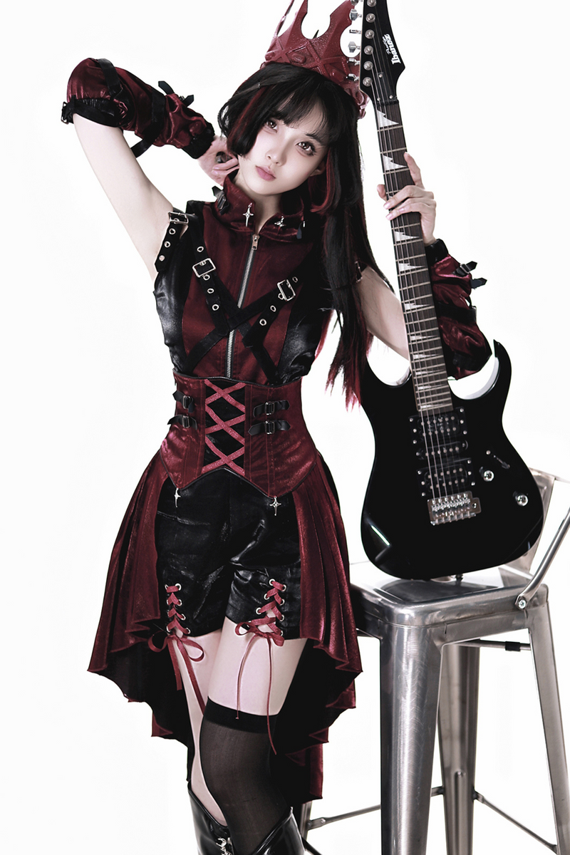[pre-order] Dark Cyber Suspender Skirt + Shorts + Sleeveless Top + Sleeves