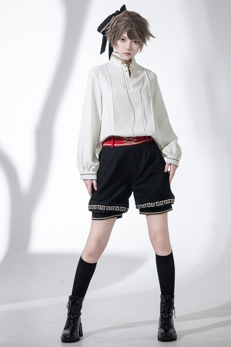 Retro Stand Collar Shirt + Shorts + Jacket