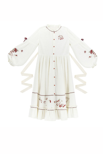 Chinese-style Dark Red Vest + Dress + Ear Cuffs