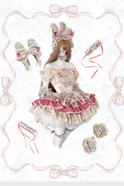 [pre-order] Ribbon Bunny Antique Version Bustier Dress + Inner Top + Complete Accessories