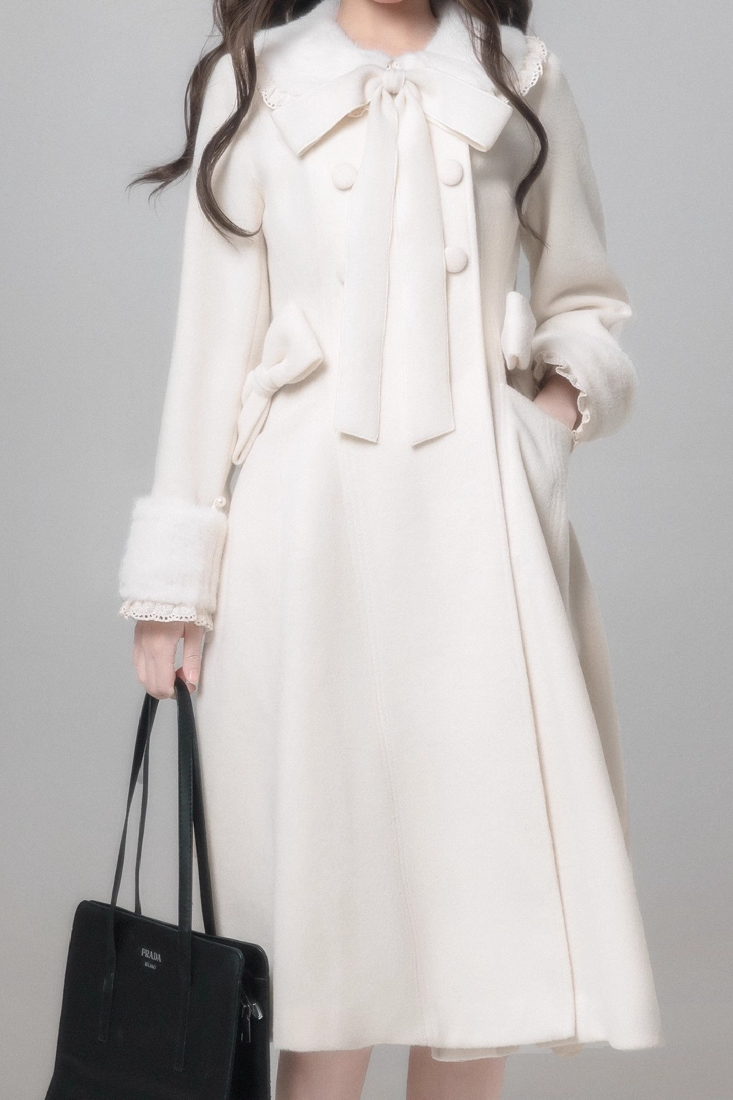 White Snow Long Coat + Shirt + Skirt