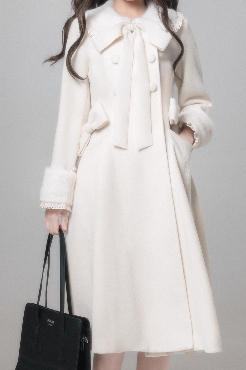 White Snow Long Coat + Shirt + Skirt